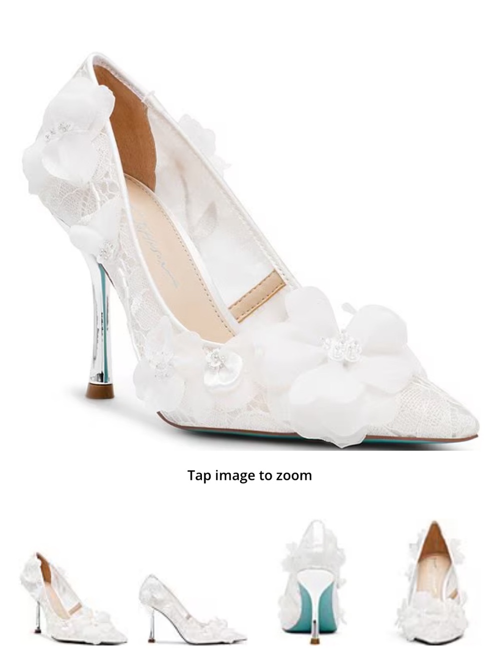 Betsey Johnson White Floral Lace Pointed Heel Pumps